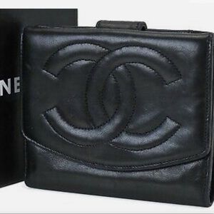 Vintage Black Chanel Wallet w Box